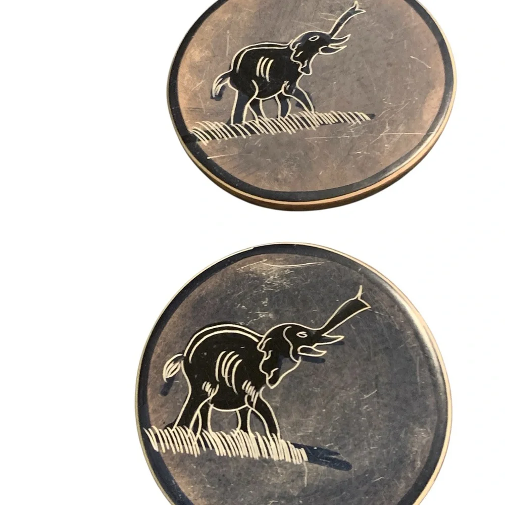 Vintage African Animal Soapstone Coasters in Holder – set‎ of 4 Coasters